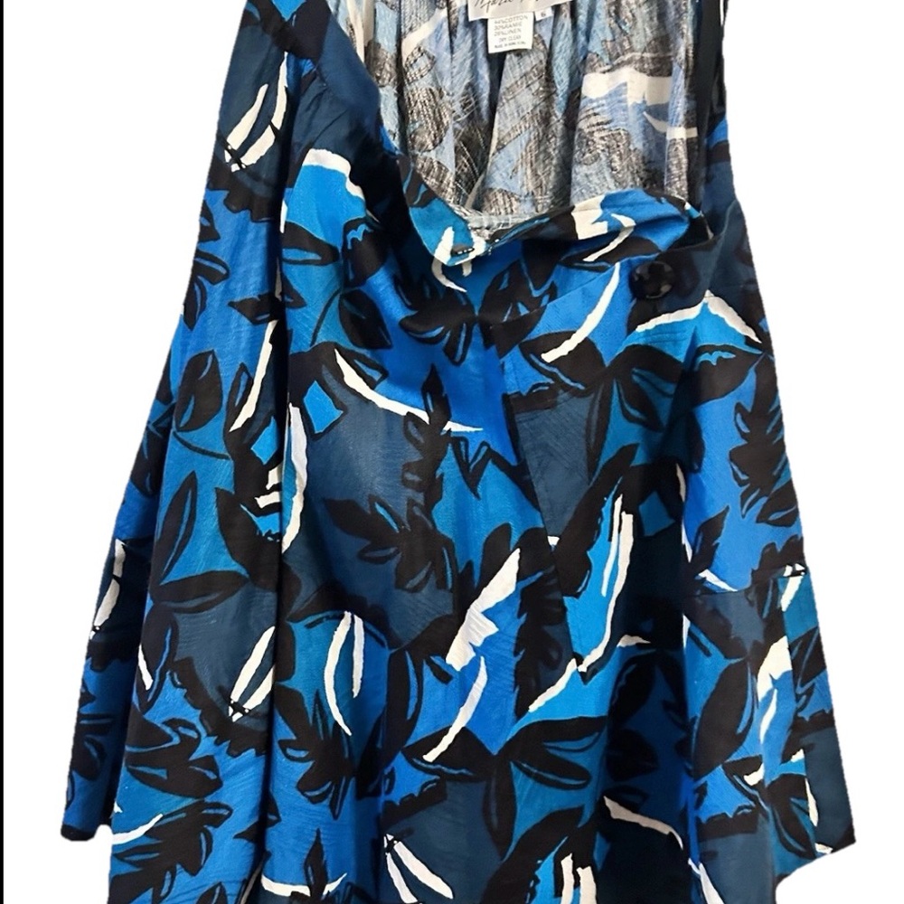 Vintage Mario Forte Skirt Womens Blue Multi Big Square Pockets Midi Size 6 - Picture 3 of 8